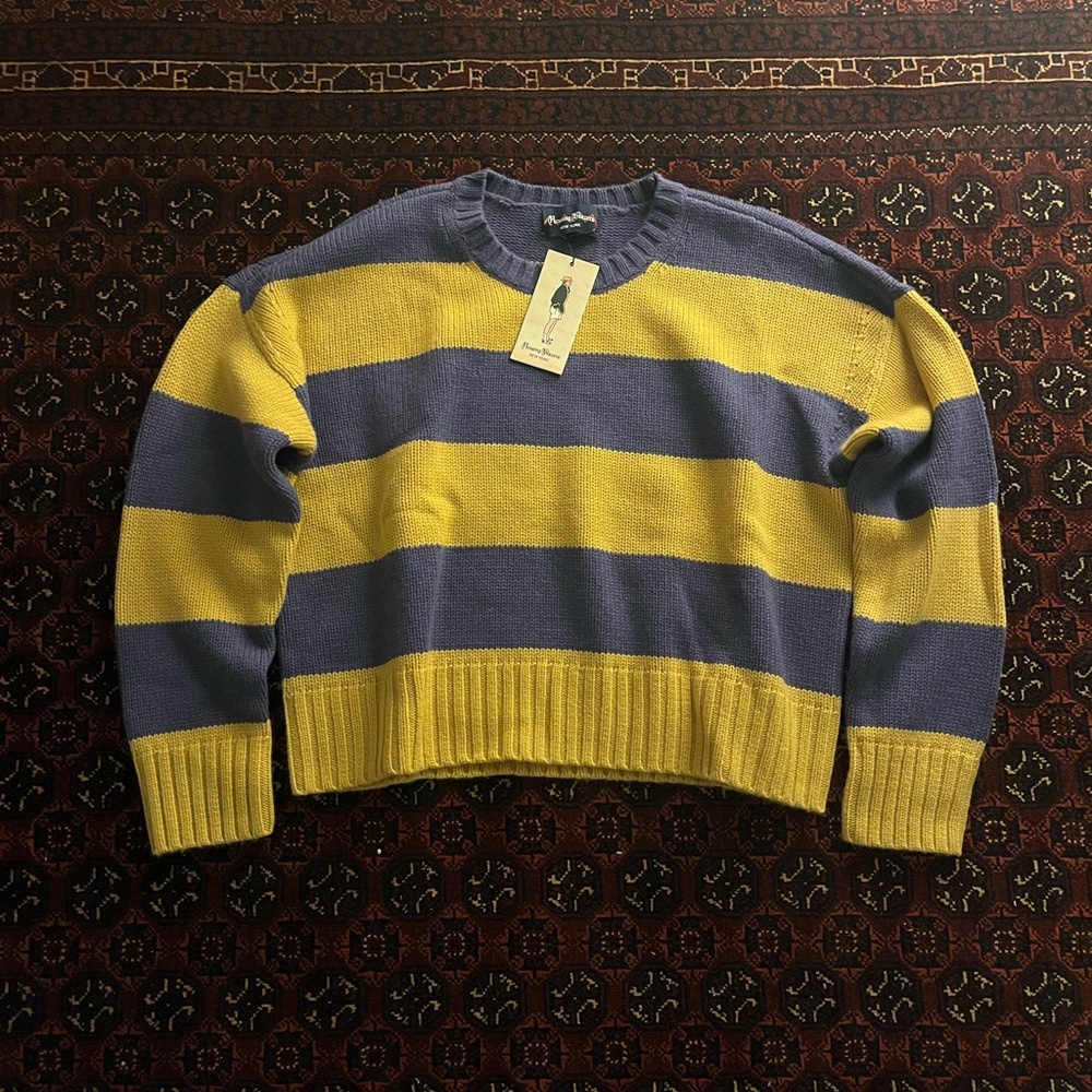 WOMEN'S STRIPE CASHMERE SWEATER PURPLE GOLD